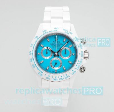 ZF Factory Replica Rolex Daytona ALL White Ceramic Blue Dial Men 40MM Watch